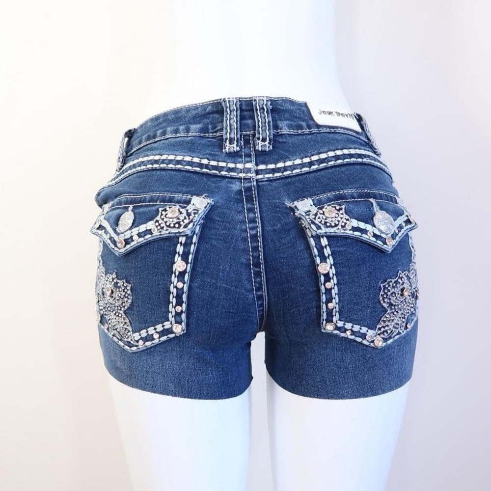 mcbling rhinestone‎ jack david denim shorts y2k